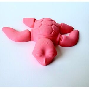 Articulated Pink Turtle Toy Kids 3D Printed Movable Fidget Toy